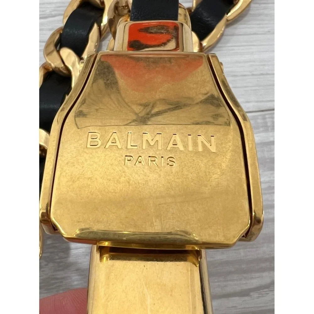 BALMAIN  B-Pilot Leather and  Chain Belt